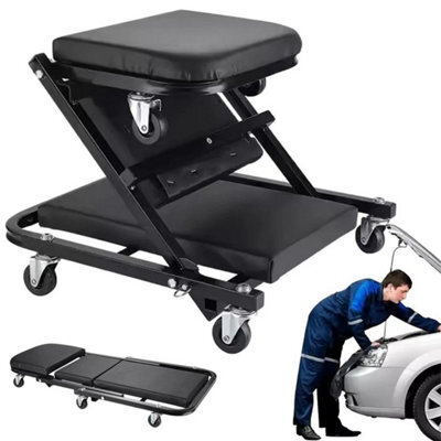 2 In 1 Mechanic Car Creeper Seat Convertible Folding Garage Stool 150Kg - image 1