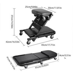 2 In 1 Mechanic Car Creeper Seat Convertible Folding Garage Stool 150Kg - thumbnail 2