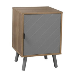 Urbn-Living Hanover 57Cm Height  Oak 1 Door Modern Lined Wooden Bedroom Bedside Cabinet Nightstand Side Table - thumbnail 3