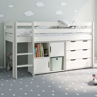 Flair Noomi Nora Midi Wooden Midsleeper Storage Cabin - White - image 1