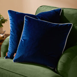 furn. Furn Meridian Velvet Feather Filled Cushion, Navy/silver, 45 X 45Cm - thumbnail 5