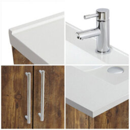 Homestylestore 600mm Dark Oak Floorstanding Bathroom Vanity Unit And Chrome T Bar Handle - thumbnail 3