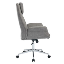 Living And Home Adjustable High Back Grey Pu Office Chair With Armrests - thumbnail 3