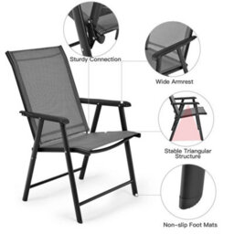 Set Of 2 Folding Chairs Outdoor Dining Garden Chairs - thumbnail 4