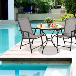 Set Of 2 Folding Chairs Outdoor Dining Garden Chairs - thumbnail 3
