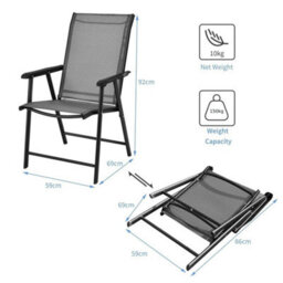 Set Of 2 Folding Chairs Outdoor Dining Garden Chairs - thumbnail 2