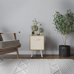 Urbn-Living Urbnliving 51Cm Height Beech Wooden Cube Storage Bookcase Cream Inserts Scandinavian White Legs - thumbnail 2