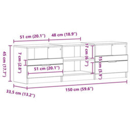 Berkfield Tv Cabinet Black Oak 150X33,5X45 Cm Engineered Wood - thumbnail 9