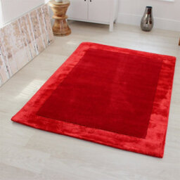 Red Bordered Modern Wool Handmade Rug For Dining Room Bedroom & Living Room-120Cm X 170Cm - thumbnail 6