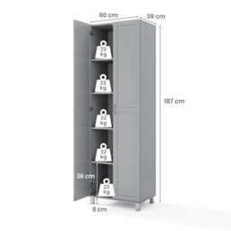 Costway Double Door Tall Storage Cabinet Freestanding Pantry Cabinet With Adjustable Shelf-Grey - thumbnail 2