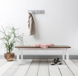 Nöa & Nani Noa & Nani Hallway Bench Kitchen Dining Entryway In White And Dark Pine Canterbury 157Cm - thumbnail 1