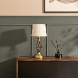 Valuelights Memphis Antique Brass Twist Table Lamp With A Fabric Lampshade Bedroom Bedside Light - thumbnail 6