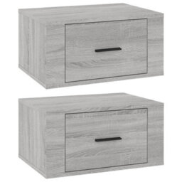 Berkfield Wall-Mounted Bedside Cabinets 2 Pcs Grey Sonoma 50X36X25 Cm - thumbnail 2
