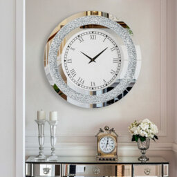 Artloge Large Mirror Reflection Sparkle Crushed Wall Clock Roman Numeral With Hanging Hooks,80Cm - thumbnail 5