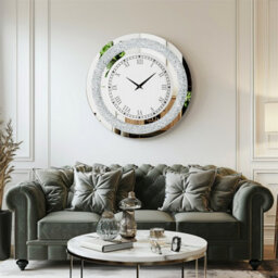 Artloge Large Mirror Reflection Sparkle Crushed Wall Clock Roman Numeral With Hanging Hooks,80Cm - thumbnail 6