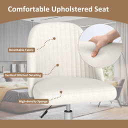Gainoom Beige Office Chair Modern Armless Desk Chair Height Adjustable Swivel Vanity Chair With Smooth Rolling Casters - thumbnail 4