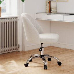 Gainoom Beige Office Chair Modern Armless Desk Chair Height Adjustable Swivel Vanity Chair With Smooth Rolling Casters - thumbnail 9