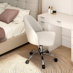 Gainoom Beige Office Chair Modern Armless Desk Chair Height Adjustable Swivel Vanity Chair With Smooth Rolling Casters - thumbnail 8