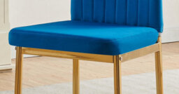Furnizone UK Set Of 2 Dining Chairs - Glitz Modern Dining Chairs - Blue Velvet Gold Legs Dining Chairs - Kitchen Dining Room Chairs - thumbnail 2