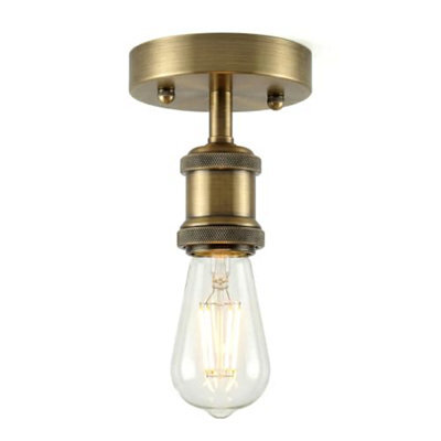 Retro Flush Mount Ceiling Light Green Brass E27 Lamp Holder Industrial Single Head Pendant Ceiling Fixture For Living Room - image 1