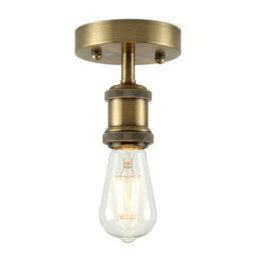 Retro Flush Mount Ceiling Light Green Brass E27 Lamp Holder Industrial Single Head Pendant Ceiling Fixture For Living Room - thumbnail 1