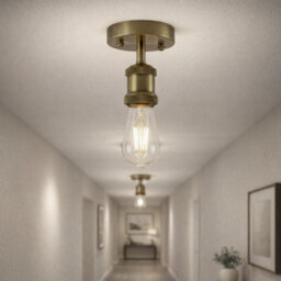 Retro Flush Mount Ceiling Light Green Brass E27 Lamp Holder Industrial Single Head Pendant Ceiling Fixture For Living Room - thumbnail 2