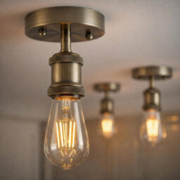 Retro Flush Mount Ceiling Light Green Brass E27 Lamp Holder Industrial Single Head Pendant Ceiling Fixture For Living Room - thumbnail 3