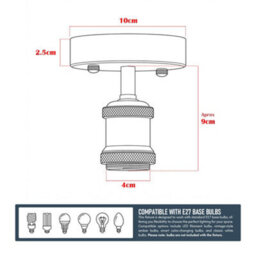 Retro Flush Mount Ceiling Light Green Brass E27 Lamp Holder Industrial Single Head Pendant Ceiling Fixture For Living Room - thumbnail 4