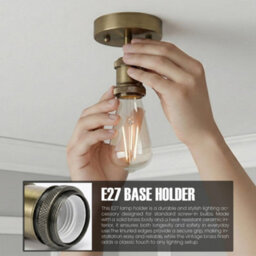Retro Flush Mount Ceiling Light Green Brass E27 Lamp Holder Industrial Single Head Pendant Ceiling Fixture For Living Room - thumbnail 6