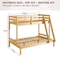 Comfy Living Triple Bunk Bed 3Ft & 4Ft Wooden Pine - thumbnail 7