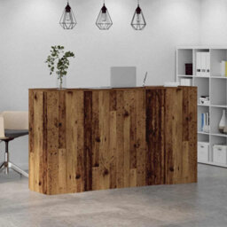Berkfield Reception Desk Old Wood 180X50X103.5 Cm Engineered Wood - thumbnail 4