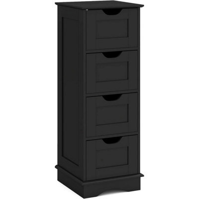Bathroom Floor Cabinet Freestanding Black 4-Drawer Slim Storage Organizer - image 1