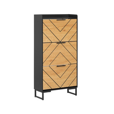 Sobuy Fsr164-Sch, Shoe Cabinet Shoe Rack Shoe Storage Cupboard With 3 Flip-Drawers, Black,w62Xd24Xh124 - image 1