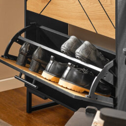 Sobuy Fsr164-Sch, Shoe Cabinet Shoe Rack Shoe Storage Cupboard With 3 Flip-Drawers, Black,w62Xd24Xh124 - thumbnail 5
