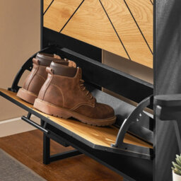 Sobuy Fsr164-Sch, Shoe Cabinet Shoe Rack Shoe Storage Cupboard With 3 Flip-Drawers, Black,w62Xd24Xh124 - thumbnail 6