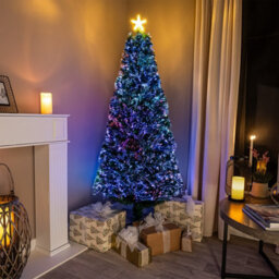6Ft (180Cm) Green Fibre Optic Christmas Tree With Multi-Coloured Fibre Optic Lights - thumbnail 2
