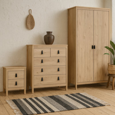 Wyld Haus Wildberry 3-Piece Natural Oak Bedroom Furniture Set With Wardrobe Chest And Bedside - image 1