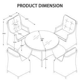 5 Pieces Outdoor Rattan Dining Set, Wicker Dining Sofa Set With Soft Cushion Tempered Glass Table Aluminum Frame - thumbnail 9