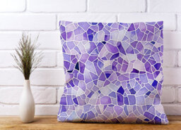 Warren Reed Designer Purple And White Mosaic Design Cushions 60Cm X 60Cm - thumbnail 2