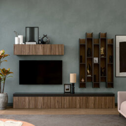 Decorotika Annecy Moduler Modern Tv Unit Wall Mount Customizable Layout Black Alina - thumbnail 1