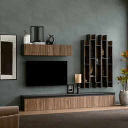 Decorotika Annecy Moduler Modern Tv Unit Wall Mount Customizable Layout Black Alina - thumbnail 2