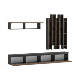 Decorotika Annecy Moduler Modern Tv Unit Wall Mount Customizable Layout Black Alina - thumbnail 5