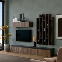 Decorotika Annecy Moduler Modern Tv Unit Wall Mount Customizable Layout Black Alina - thumbnail 3