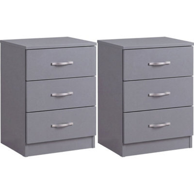 Vida Designs Riano 3 Drawer Grey Bedside Chest - Set of 2 - image 1