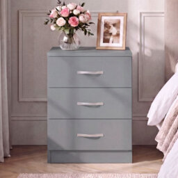 Vida Designs Riano 3 Drawer Grey Bedside Chest - Set of 2 - thumbnail 3