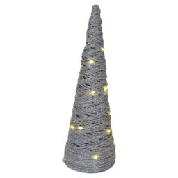 Urbn-Living Urbnliving 40Cm Led Light Up Christmas Tree Silver With Glitter Single Cone Pyramids Glitter Fairy Lights Ornament - thumbnail 4