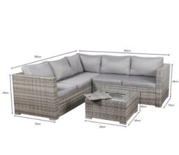 Outdoor Grey Corner Sofa Rattan Garden Furniture Set With Ice Bucket Coffee Table And Grey Cushions - thumbnail 5