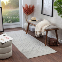 Livabliss Roma-Geometric Off-White Grey Living Dining Bedroom Rug 80 X 220 Cm Easy Care, Non Shedding - thumbnail 2