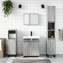 Walplus 2 Piece Bathroom Furniture Set Grey Sonoma Engineered Wood - thumbnail 3