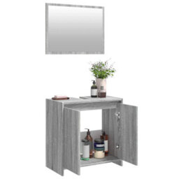Walplus 2 Piece Bathroom Furniture Set Grey Sonoma Engineered Wood - thumbnail 4